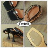 Size 34-39 Women Sandals Genuine Leather High Heels Shoes For Women Summer Ankle Strap Buckle Sexy Stiletto