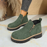 Breakj Round Head Side Zipper Martin Boots Short Boots Coarse And New Autumn And Winter Large-Size Women's Short