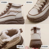 Breakj Velvet High Top Casual Shoes Female 2024 Winter New Student Ins Korean Version Warm Casual Platform Cotton Shoes