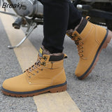 Men boots new fashion pu leather wear resisting snow boots men working fashion casual men shoes keep warm winter boots men