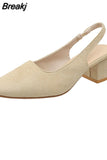 for Women 2023 Fashion High Heels Summer Pointed Toe Elastic Sandals Simple Shallow Cut Square High Heels Zapatos De