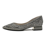 Designer Woman Trafa Shoes Crystal Pumps Low Heeled Party Bride Wedding Shoes Female Sequin Loafers Ladies Dress High