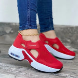Women Red Sneakers Ladies Air Cushion Shoes Woman Mesh Sneakers Female Breathable Flats Increase Womens Casual