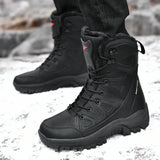 Men's Outdoor Casual Hiking Boots Fashion Winter Non-slip Plush Snow Boots for Men Platform Lace Up Male Booties Keep Warm