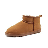 2023 New Winter Snow Boots Women's Leather Short Boots Flat Plush Cotton Shoes Fur Ankle Boot Female Booties Woman