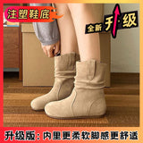 Breakj Autumn And Winter New Retro Pile Boots Brown Lazy Sleeve Boots Women Fashion Sleeve