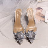 Summer Women Pumps High Heels Bling Crystal Shoes Sexy Pointed Toe Ladies Party Dress Shoes Transparent