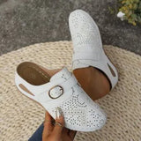 Breakj Large-Size Cool Slippers Women Summer New Slope And Flat Bottom Hollow Buckle Fashion Slippers