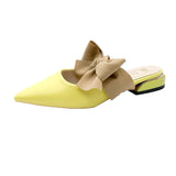 Pumps Women Shoes New Summer Slippers Women Casual Comfort PU Leather Low-heel Sandals Butterfly-knot Thick Heel