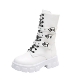 ANKLE BOOTS Goth Boots Woman Winter 2023 Platform Shoes Sneakers Studded Belt Buckle Punk Army Chunky Heels Mid Calf