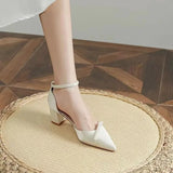 Temperament Socialite High Heels Baotou Thick Heel Sandals Female 2023 New Summer One Word Belt Hollow Single Shoes Bridesmaid