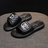 Breakj Celebrity Small Fragrant Wind Slippers Female Wear 2023 Summer New Versatile Flat Beach Sandals Out Leisure
