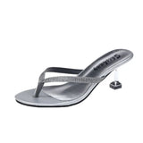 Bohemia Summer Flip-Flops Pumps Thin Heels High Sexy Black Open Toe Women Sandals Simple High-heel Lady Footwear