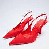 Heels 2022 Summer Suit Comfort Shoes For Women Sandals Female Purple New Girls Low Pointed High Black Big Large