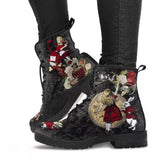 Breakj Large Leather Face Martin Boots Women's Gothic Print English Leather Boots Wish Work Clothes Battle