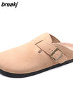 2023 New Beach Cork Slippers Casual Men Buckle Nubuck Leather Closed Toe Women Outside Slide Slip on