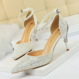 Breakj Fashion Sexy Hollow Out Nightclub Show Thin Metal And High Heel Shining Sequins