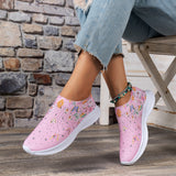 Breakj Large-Size Casual Shoes 2025 New Running Shoes 3D Printed Butterfly Water Drill A Foot Lazy Shoes