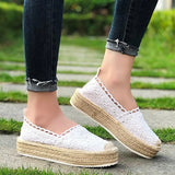 Shoes 2021 Fashion Summer Casual Shoes Cutouts Lace Canvas Hollow Breathable Platform Flat Shoes Woman