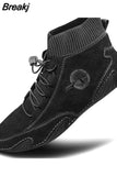 Men's Leather Casual Shoes 2023 Waterproof Lightweight High Top Sneakers Boots Non Slip Winter Shoes Men Loafers Walking