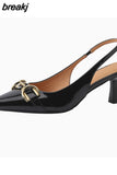 Size 33-41 High Heels Sandals For Women Genuine Leather Pointed Toe Heel Shoes Woman Summer 2023 Backless Pump