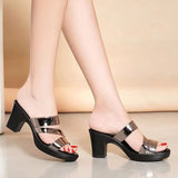 Breakj Cool Drag Woman Wear 2025 Spring And Summer New Gold Word Thick Heeled Fish Mouth High-Heeled