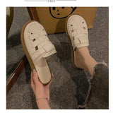 Sandals Women Wear 2024 Summer New Hollow-out Heelless Thick Sole Lazy Half Slippers Women Shoes