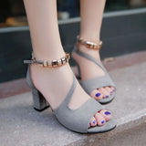 Women's Sandals Summer Autumn New Korean Version Of Fish Mouth With Thick Heel With A Word With Anti-Slip Velvet Face Women's Single