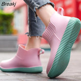 Rain Boots Women's Galoshes Ladies Shoes Walking Non-slip Waterproof Ankle Rainboots Female Home Garden Work Short