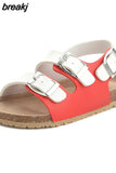 Summer Kids Beach Print Cork Sandals for Girls Boys Children Outdoor Casual Non-slip Flat with Cute Slide