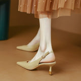 Size 34-40 Women Sandals 2023 Genuine Leather Sexy Thin Heels Shoes For Women Backsling Summer Sandalias Office