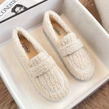 Ladies Luxury Lambswool Loafers Moccasins Femme Winter Cotton Shoes Women Warm Plush Slip On Curly Furry Sheep Fur