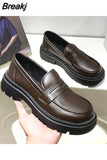 Womens Loafers Shoes Shallow Mouth Clogs Platform Oxfords Slip-on Female Footwear Round Toe British Style Casual Sneaker