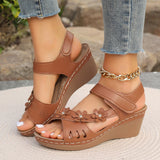 Breakj Slope Heel Sandals Women 2025 Summer New Hollow Flowers Thick-Spoeled Sandals Beach Women's