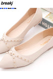 Flats Shoes Rivet Spring Summer New Female Metal Pointed Toe Casaul Shoes Comfortable Flats Loafers Shoes