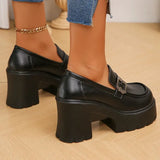 Chunky High Heels Loafers Women 2024 Spring New Platform Pumps Woman Fashion Buckle Thick Bottom Gothic Shoes