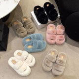 Breakj Tide Slew Soft 7Cm External Wear Hairy Slippers Women Flat-Bottom One-Word Drag Autumn New
