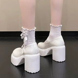 Fashion White Platform Pumps for Women Super High Heels Buckle Strap Shoes Woman Goth Thick Heeled Party Shoes