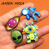 Single Sale Alien Shoe Charms Accessories Cartoon Astronaut/Pluto Garden Shoe Decoration fit croc jibz Kid's X-mas