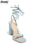 Sexy Thick High-heeled sandals Party Wedding Shoes Elegant Simple Women's Shoes Catwalk Fashion High-heeled