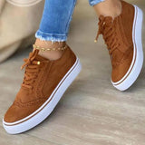 2022 Women Flats Women's Casual Lace Up Shoes Female Platform Suede Footwear Ladies Comforts Breathable Vulcanized Zapatos