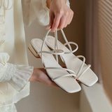 Summer Sexy OpenToe Female Sandals Feet Bare Straps Shoes Rubber Soles Low Heel Women