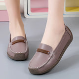 Breakj And Summer Large-Size Soft-Soled Mother Shoes Cow Skin Bean Shoes Women's Casual Shoes Flats Nurse Shoes Single Shoes Women's Working