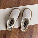 Breakj Linen Sandals Women One Shoe Two Soft Sole Tou Half Slippers Outside The Gas Mesh One Foot Pedal