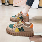 Women's Heels Tennis Female Sneakers Platform Woman-shoes Trainers Colorful Thick Sole Mesh Roses 2023 Round Toe Fabric