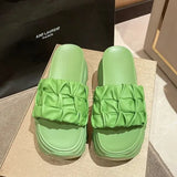 House Slippers Platform Slides Slipers Women Heeled Mules Black Sandals Fashion Lady 2024 High Summer Beige Luxury