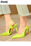 New Brand Women Lady Elegant Pumps 8.5cm High Heel Slingback Sandals Pointed Toe Slip On Thin High Heel Dress