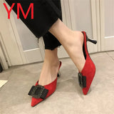 3Colour Shallow Women Pumps Summer Wedding Shoes Stiletto High Pointed Toe With Crystal Heel Sandals Ladies Sandalia