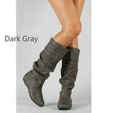 Breakj Flat-Bottomed Long Boots Women Autumn And Winter New In The New Increase In The Pu Leather Face Round Head Cover Thin Women