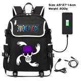 Anime Canvas Backpack Cartoon One Piece Cosplay Shoulder Bag School Laptop Bag Men Women USB Charging computer Travel